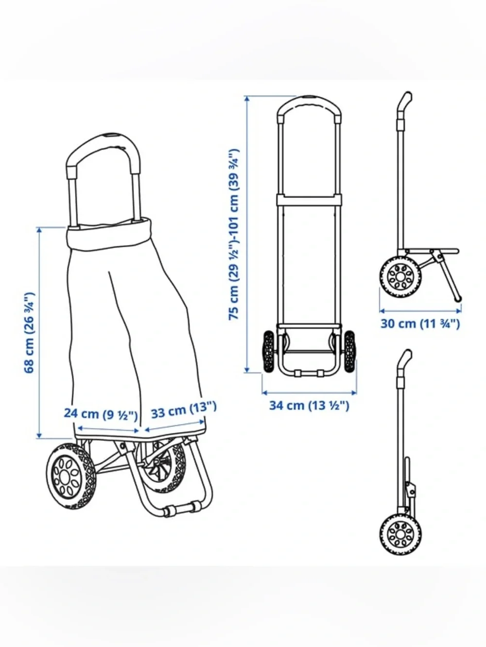 IKEA Knalla Shopping Bag With Wheels (polka-dot design)